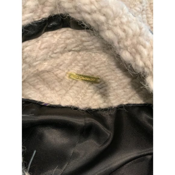 Rebecca Minkoff Gray Knit Wool Long Coat w/ Leather Panels, Size Large - Picture 9 of 9